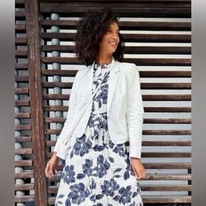 Draper James Blazer White Seersucker Size L Textured